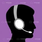 Silhouette of man with headsets